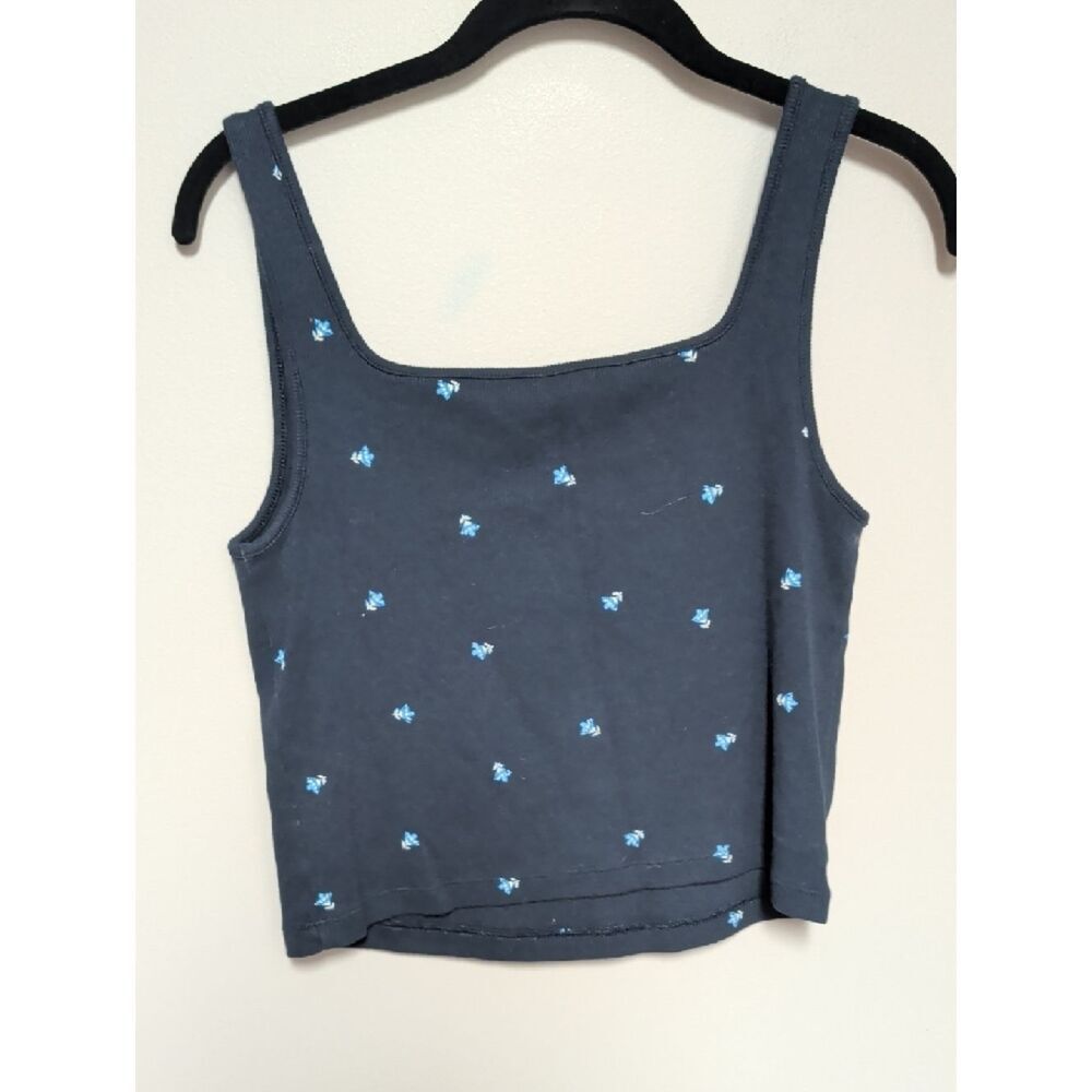 Old Navy Navy Blue Floral-Accented Square Neck Tank - Picture 3 of 5